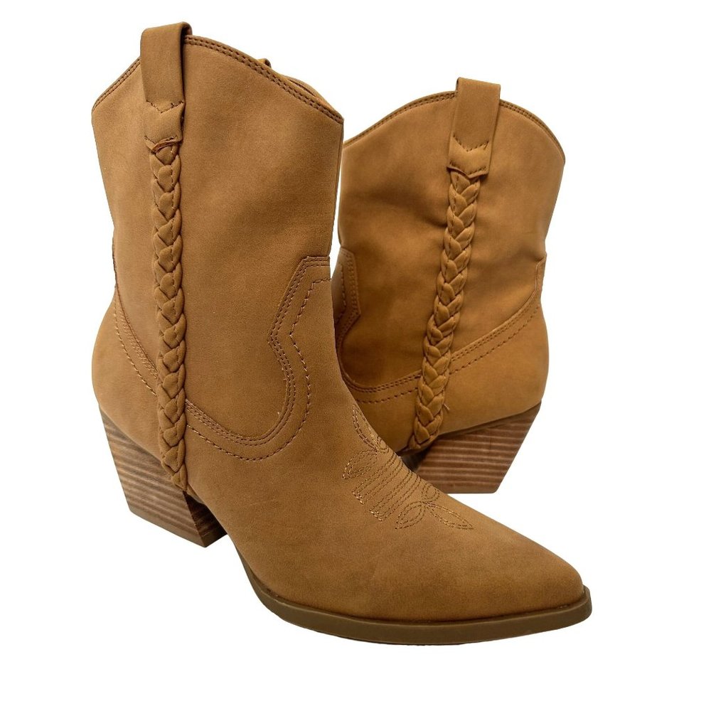 Dolce Vita Koolson Women's Western Stacked Heel Braided Boots Size 6.5